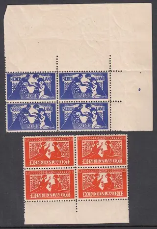 Nederland 1923 - Tooropzegels, in blokken van vier - NVPH 134/135