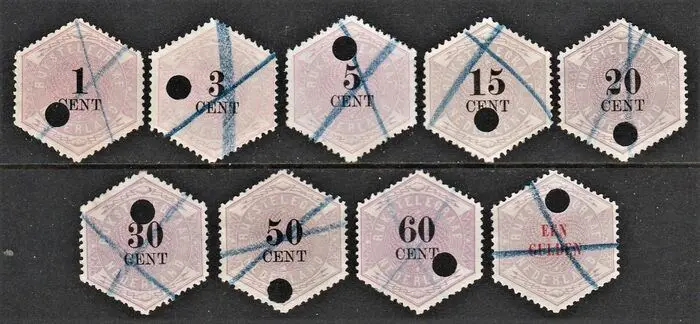Nederland 1877/1879 - Telegramzegels - NVPH TG1/TG3, TG5, TG6, TG8/TG11