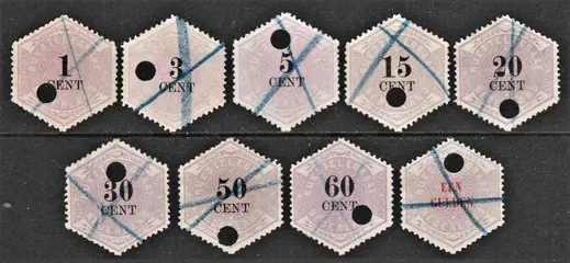 Nederland 1877/1879 - Telegramzegels - NVPH TG1/TG3, TG5, TG6, TG8/TG11