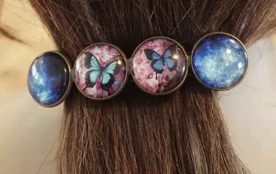 Haarclip cabochon " Vlinders + lucht "
