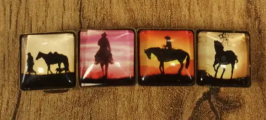 Haarclip cabochon " Western cowboy + paarden "