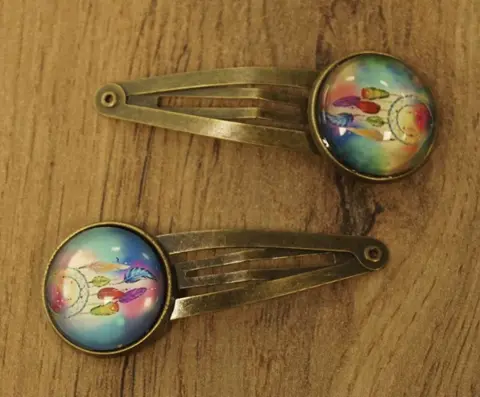 Haarschuifjes cabochon " Dreamcatcher " set van 2 stuks