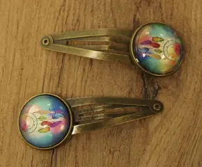 Haarschuifjes cabochon " Dreamcatcher " set van 2 stuks