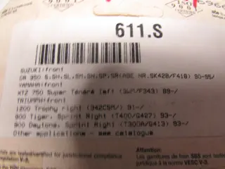 REMBLOKKEN VOOR Yamaha XTZ Tenere 1989 - 1996