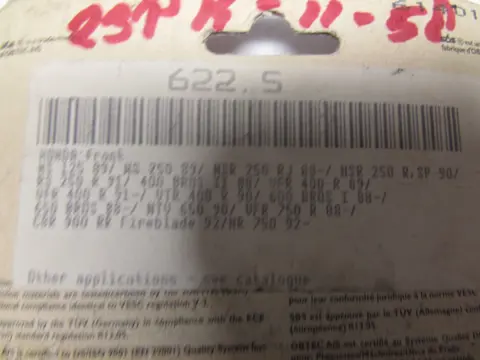 REMBLOKKEN VOOR Honda VFR 400 R 1989 - 1993
