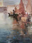 Paolo RIzzi (XX) - Sur la lagune à Venise