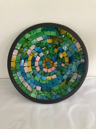 MOZAÏEK SCHAAL GROEN ROND 30 cm NIEUW