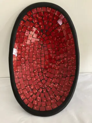 MOZAÏEK SCHAAL ROOD OVAAL 38,5X26X8,5 cm NR 3 NIEUW
