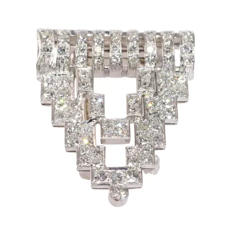 Vintage Platinum Art Deco Brooch with Diamonds  A Classic 1920s Design