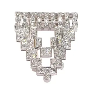 Vintage Platinum Art Deco Brooch with Diamonds  A Classic 1920s Design