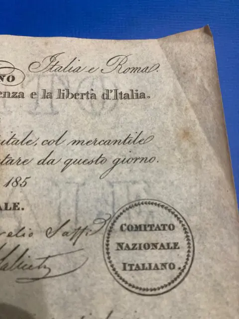 Italië - 25 Franchi 1850 - "Prestito Nazionale Italiano" firmato da Mazzini - Gavello pag. 577 N 011 - Gavello Boasso p. 13 n. 07.046
