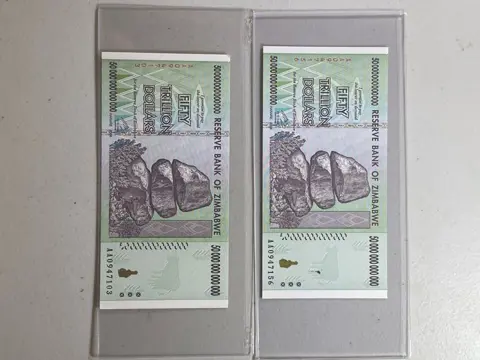 Zimbabwe - 25 banknotes - including 2 x 50 trillion dollars
