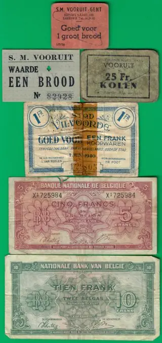 België - 21 banknotes / coupons - Various dates