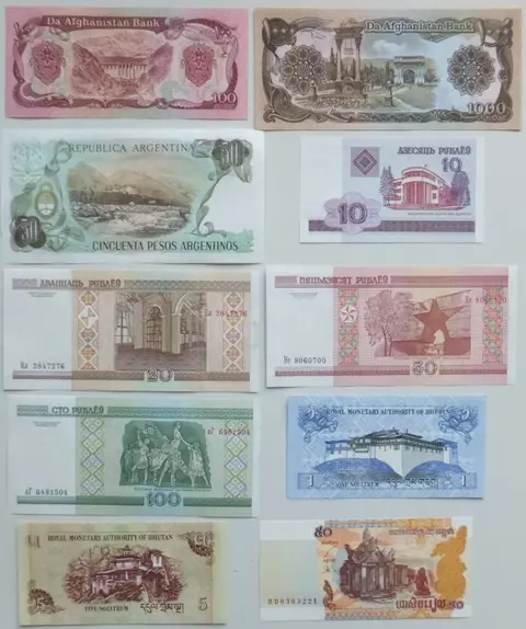 Wereld - Collectie 128 verschillende bankbiljetten diverse landen