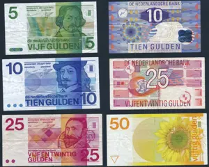 Nederland - 5, 10, 10, 25, 25, 50 Gulden 1968-1997