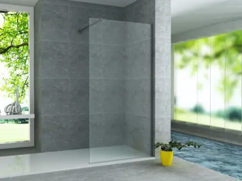 ALONI GLAZEN INLOOPDOUCHEWAND 8MM (90X200CM)GUNMETAL GRIJS