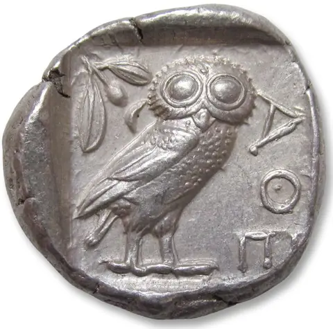 Attica, Athene. AR Tetradrachm,454-404 B.C. - great example of this type -