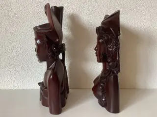 2 x Hardhouten buste van een Balinees bruidspaar (2) - hard hout - Bali, Indonesië