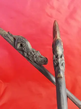 Babydraagsteun (2) - Tapang hout - Tiang baby carry - Bahau Dayak - Kalimantan, Indonesië