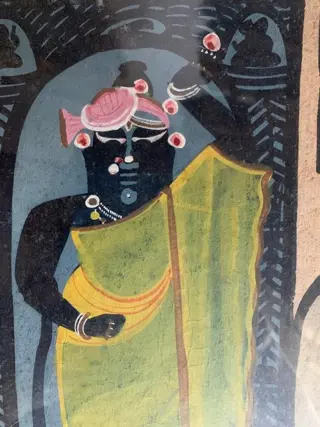 Schilderij (1) - Rijstpapier - Vishnu - Vishnu Shri Nathaji - India - Eind 19e eeuw