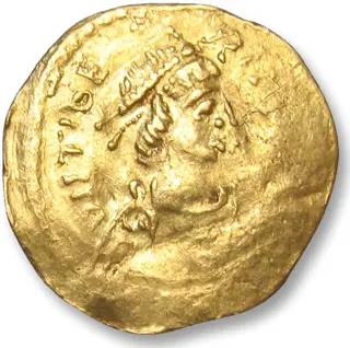 Byzantijnse Rijk. Mauricius Tiberius (582-602 n.Chr.). Goud Tremissis,Constantinople mint
