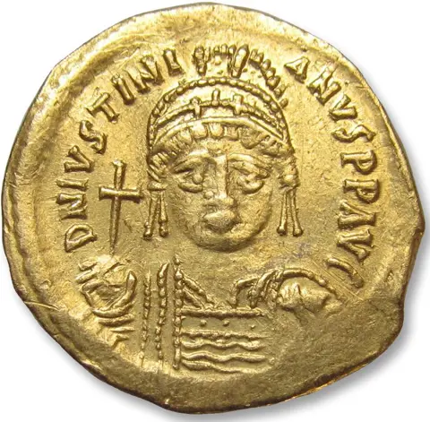 Byzantijnse Rijk. Justinianus I (527-565 n.Chr.). Goud Solidus,Constantinople mint 527-538 A.D. - 3rd Officina (Γ) -