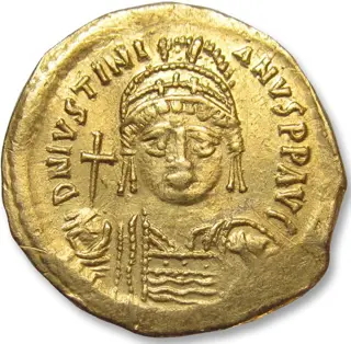 Byzantijnse Rijk. Justinianus I (527-565 n.Chr.). Goud Solidus,Constantinople mint 527-538 A.D. - 3rd Officina (Γ) -