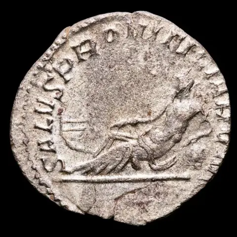 Romeinse Rijk. Postumus (260-269 n.Chr.). AR Antoninianus,Treveri - SALVS PROVINCIARVM, Rhine reclining, resting elbow upon urn