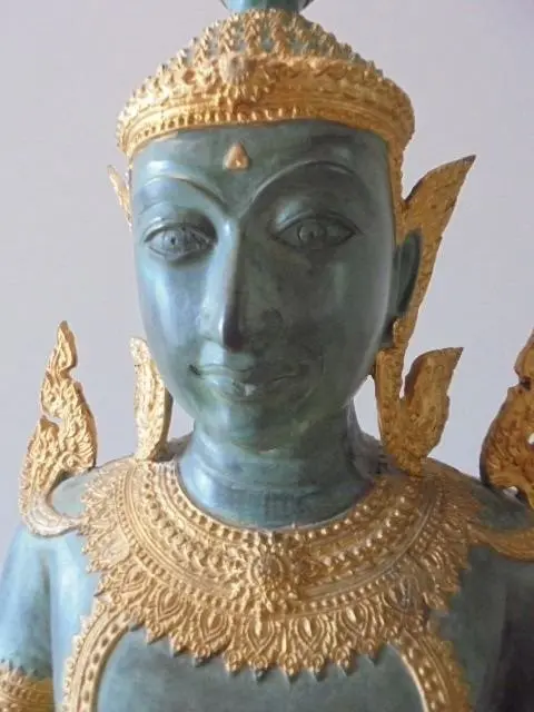 Mega Grote Tempelwachter Boeddha - 101 cm !! - 25 Kg ! - Brons verguld - Thailand