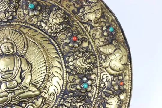 Grote Mandala met o.a. afbeelding Boeddha - Koper - Nepal - late 20th/21st century