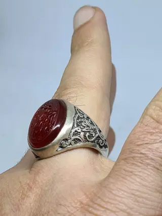 Ring (1) - Kornalijn agaat, Zilver - Iran - Tweede helft 20e eeuw