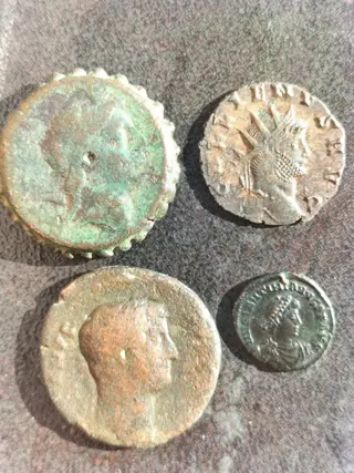 Seleucid Empire / Roman Empire. Lot of 4 Æ coins. Demetrios I / Hadrian / Gallienus / Valentinian I