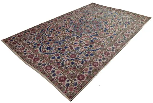 Jaipur kettinggestikt borduurtapijt 289cm x 183cm - wol - India - 1950/1970