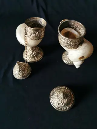 Paar oude Nautilussen (2) - zilver metaal - India - Begin 20e eeuw