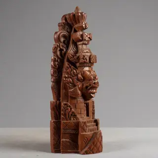 tempelpoort Paduraksa en 2 priesterbeelden (3) - Hout - Bali, Indonesië