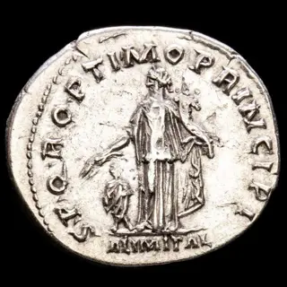 Romeinse Rijk. Trajan (98-117 n.Chr.). AR Denarius,Rome - S P Q R OPTIMO PRINCIPI / ALIM ITAL Annona holding cornucopia and grain ears over emperor.