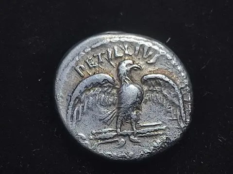 Romeinse Republiek. Petillius Capitolinus, 43 v.Chr.. AR Denarius,Rome