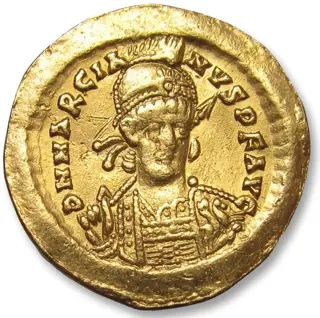 Romeinse Rijk. Marcianus (450-457 n.Chr.). Goud Solidus,Constantinople mint circa 450 A.D. - 2nd officina (B) -