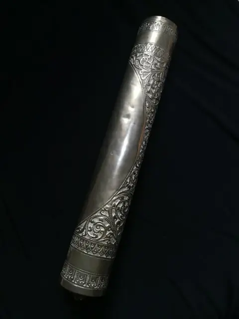 Oude rolhouder perkament - Zilver metaal - Sri Lanka - Begin 20e eeuw