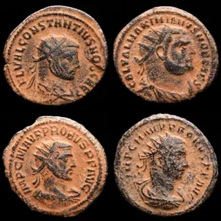 Romeinse Rijk. Probus (2), Constantius Chlorus, Maximianus. Kavel bestaande uit vier Antoninianus,Reverses : Iovi and Hercules - Clementia - Concordia Militvm.