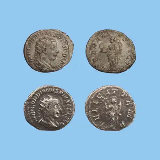 Romeinse Rijk. Gordian III (238-244 n.Chr.). Lot of 2 AR Antoniniani,LIBERALITAS AVG III; FELICIT TEMP