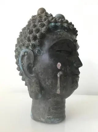 Groot Boeddha hoofd - Brons - 24.5cm en 2.85kg - Java, Indonesië