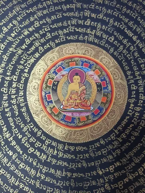 Schilderij (1) - Katoen - God - Buddha Mantra Manadala - Nepal - 21e eeuw