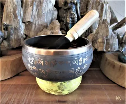"Zen" Singing bowl - New - India - 12.5 cm - 3 parts - hand painted - 7 metals alloy - India - 21e eeuw