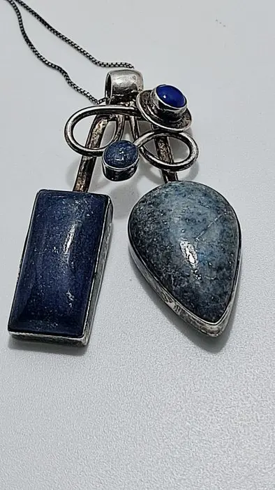 Ketting met hanger - .925 zilver, Lapis Lazuli - Inca cultuur - Mexico