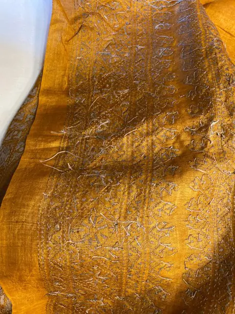 Sari gestolen - Zijde - India - Tweede helft 20e eeuw