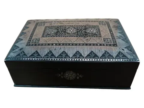 Doos, Bidri zilverdraad (1) - koper, zink, zilver - India - 19e - 20e eeuw