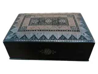 Doos, Bidri zilverdraad (1) - koper, zink, zilver - India - 19e - 20e eeuw