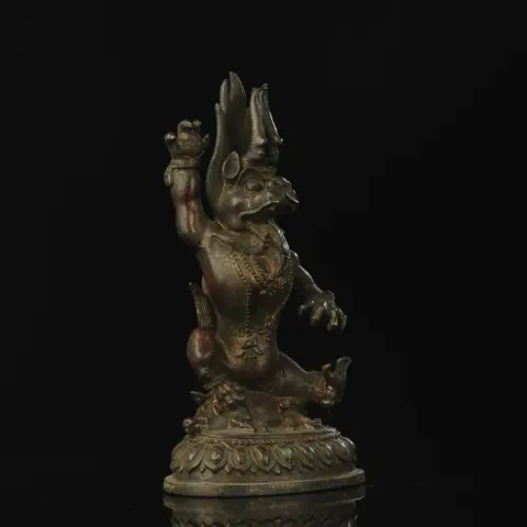 Boeddhabeeld, (Beast King en Dharma Protector) - Brons - China/Tibet - Modern