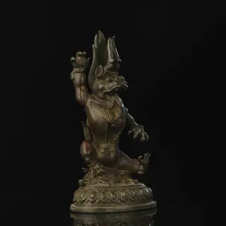 Boeddhabeeld, (Beast King en Dharma Protector) - Brons - China/Tibet - Modern